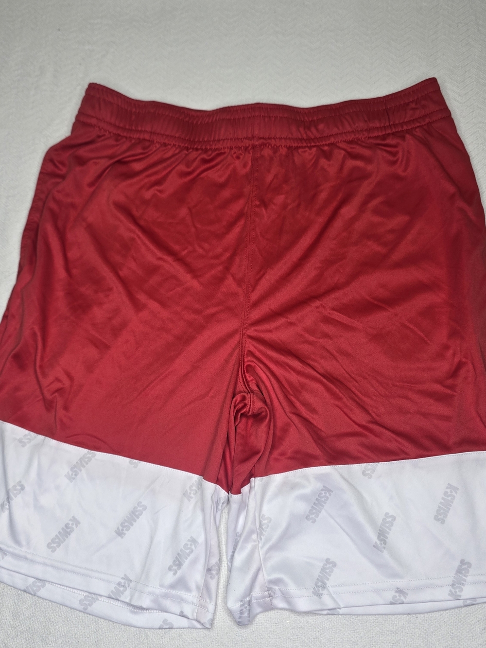 K-Swiss Men’s L Red & White Athletic Shorts Performance Gym Tennis